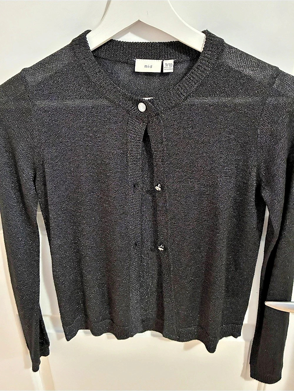 Mid Girls Black Button-Front Sweater Size 9/10